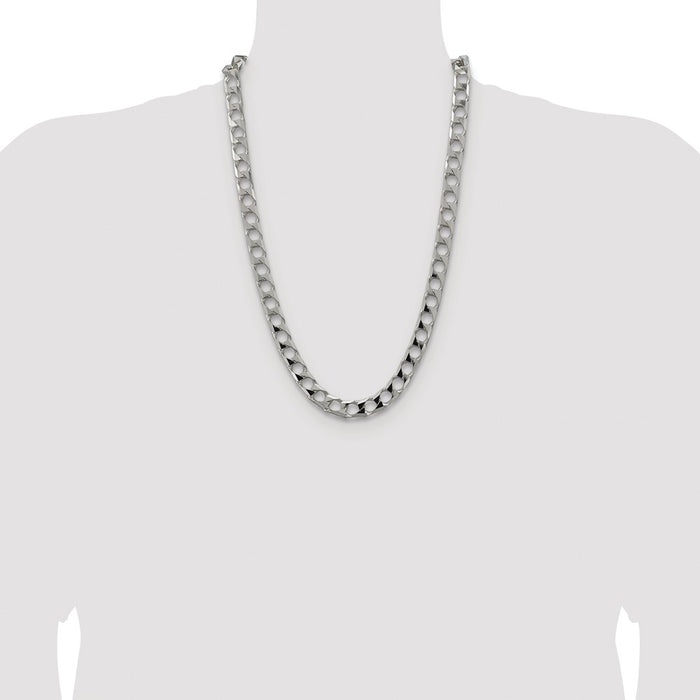 Exclusive Rhodium-Plated Sterling Silver 10.3mm Double Curb Chain - Stylish Value!-4
