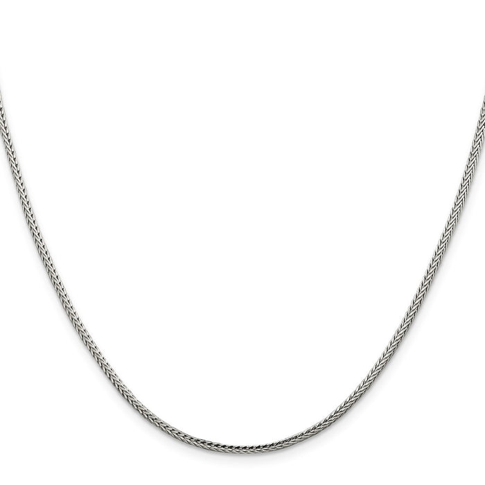 Buy Stylish 2mm Diamond-Cut Round Franco Chain in Sterling Silver - Affordable Luxury!-2