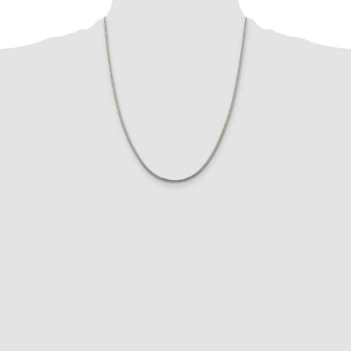 Buy Stylish 2mm Rhodium-Plated Diamond-Cut Franco Chain in Sterling Silver-4