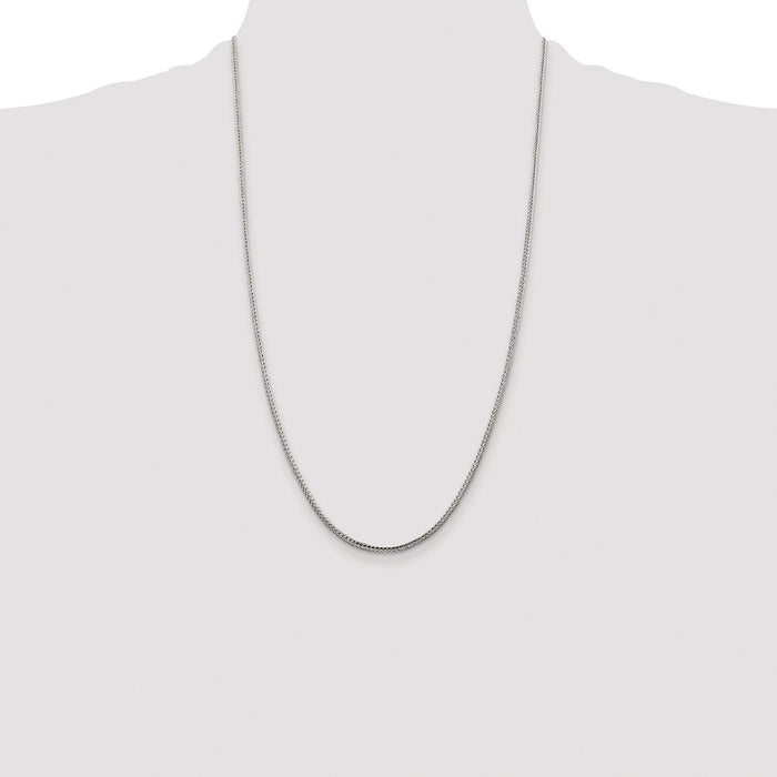 Buy Stylish 2mm Diamond-Cut Franco Chain in Rhodium-Plated Sterling Silver-4