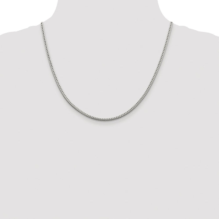 Buy High-Quality 2.5mm Diamond-Cut Franco Chain in Rhodium-Plated Silver-4