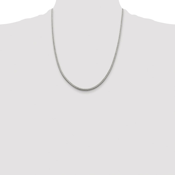 Buy Stylish 2.5mm Rhodium-Plated Diamond-Cut Franco Chain in Silver - Luxury!-4