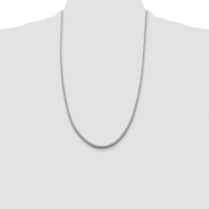 Buy Stylish Rhodium-Plated Sterling Silver 2.5mm Diamond-Cut Franco Chain-4