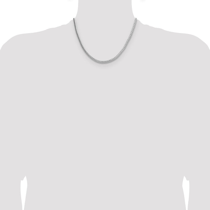 Buy Stylish Rhodium-Plated Sterling Silver 3.4mm Diamond-Cut Franco Chain-4