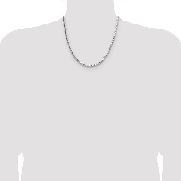 High-Quality Rhodium-Plated Sterling Silver 3.4mm Franco Chain - Stylish Value!-4