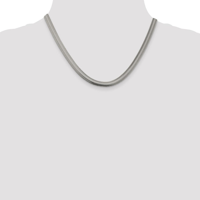 Buy Stylish 6.25mm Sterling Silver Flat Oval Snake Chain Necklace-4