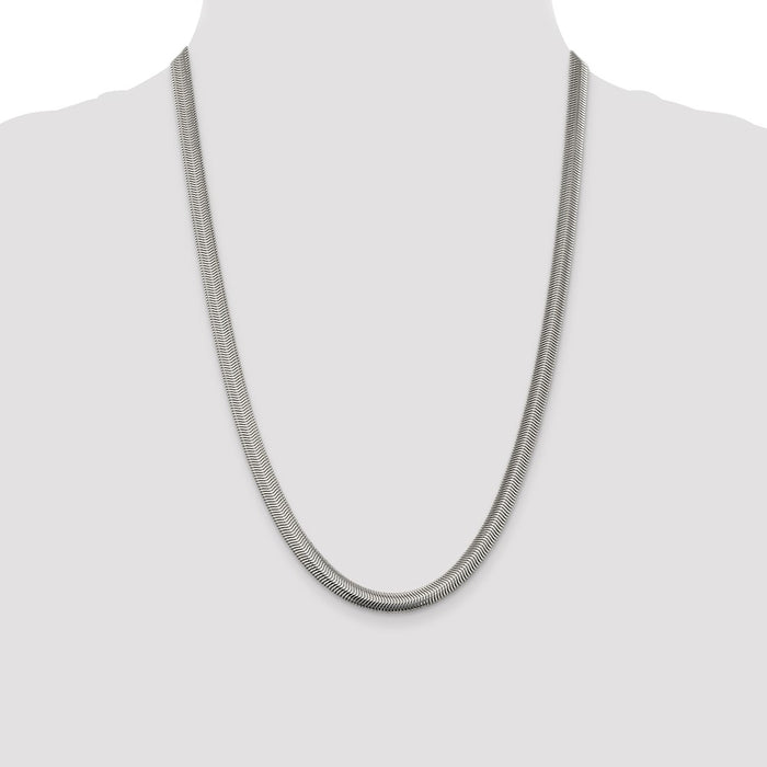 Buy Exclusive 6.25mm Flat Oval Snake Chain Necklace in Sterling Silver - Stylish Value!-4