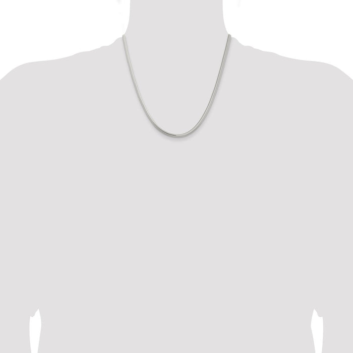 High-Quality 3.5mm Sterling Silver Six-Sided Oval Snake Chain - Stylish Value!-4