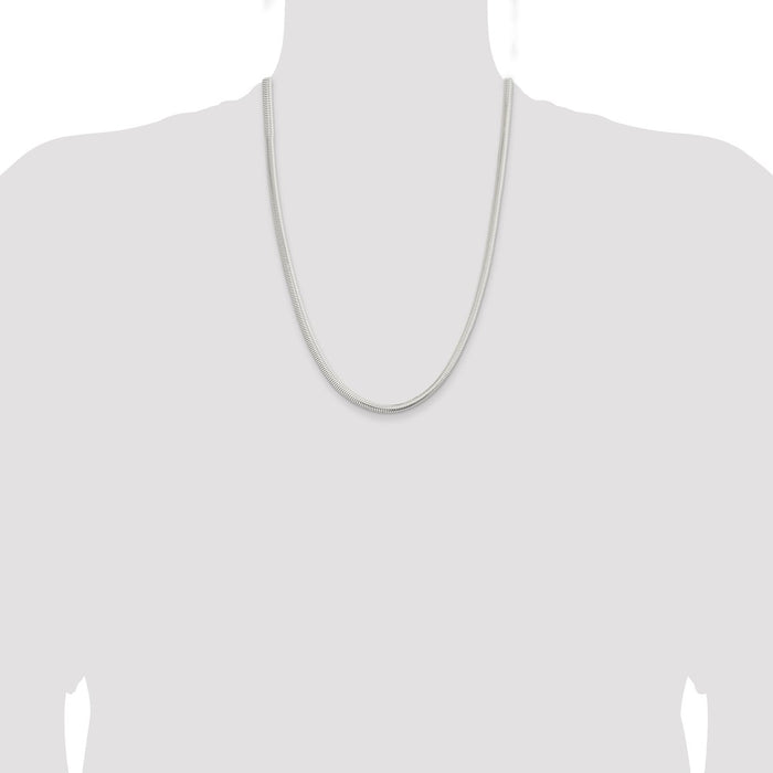 High-Quality 5mm Six-Sided Oval Snake Chain in Sterling Silver - Stylish Value!-4