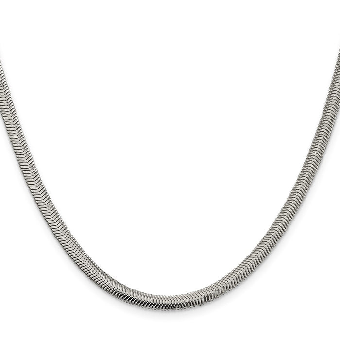 Buy Stylish 4.2mm Flat Oval Snake Chain Necklace in High-Quality Sterling Silver-2