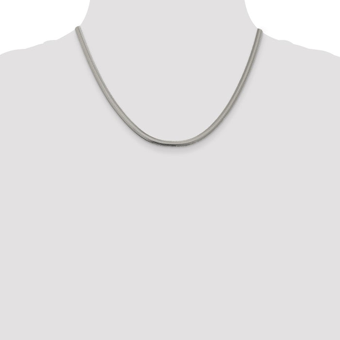 Buy Stylish 4.2mm Sterling Silver Flat Oval Snake Chain Necklace | Affordable Price-4