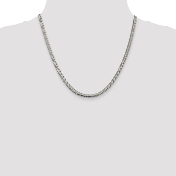 Buy Stylish 4.2mm Sterling Silver Flat Oval Snake Chain Necklace - Luxury Value-4