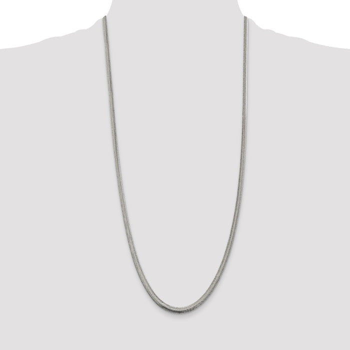 High-Quality 4.2mm Sterling Silver Flat Oval Snake Chain Necklace - Stylish Value-4