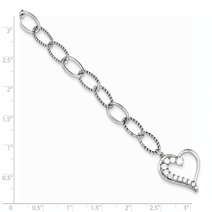 High-Quality Rhodium-Plated Sterling Silver Journey Heart CZ Dangle Bracelet - Stylish Design-3