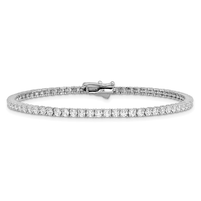 Shop Exclusive Rhodium-Plated Silver Bracelet, 8" with 80 CZ Stones, Stylish Value-3