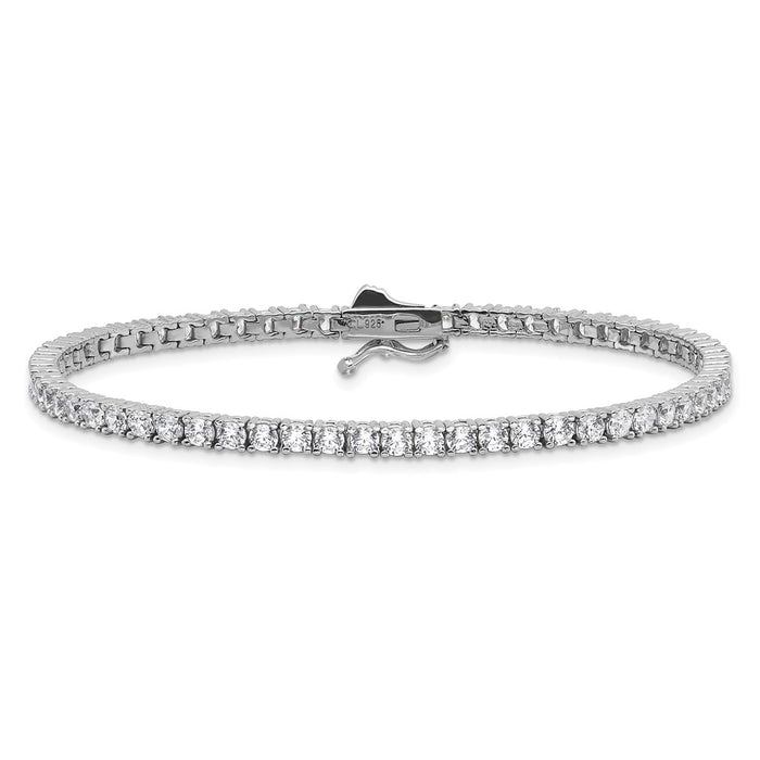 Shop Exclusive Rhodium-Plated Sterling Silver 7-Inch Bracelet with 68 CZ Stones-3