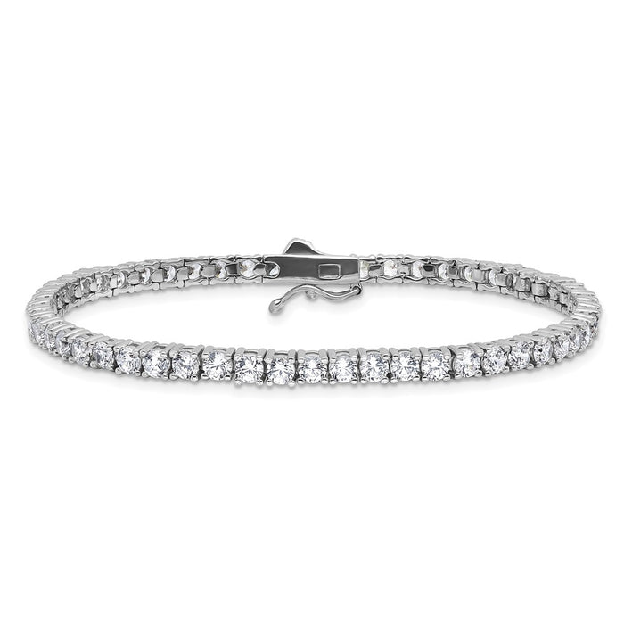 Shop Stylish 7-Inch Rhodium-Plated Sterling Silver Bracelet with 55 CZ Stones-3