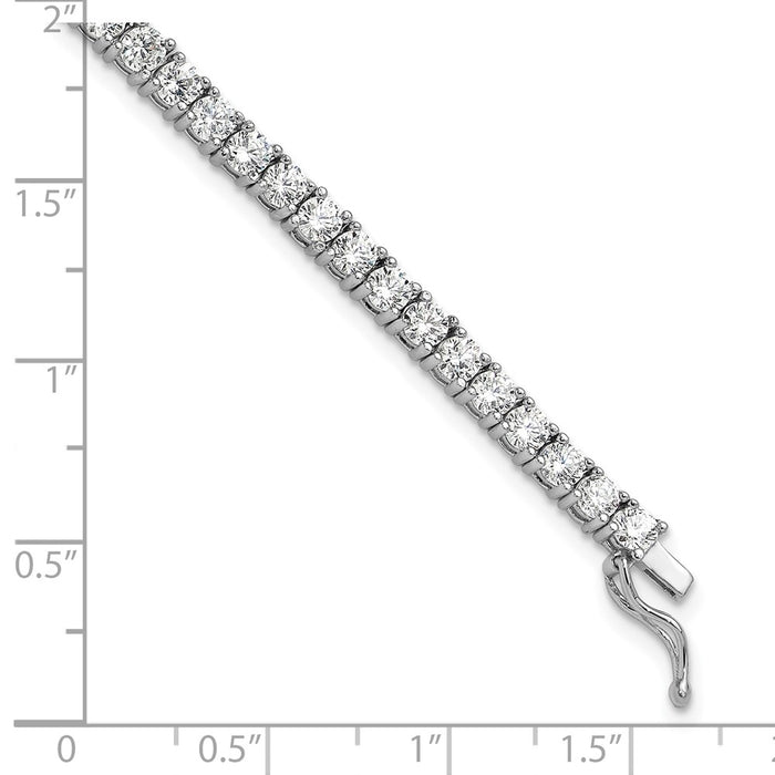 Shop Stylish 7-Inch Rhodium-Plated Sterling Silver Bracelet with 55 CZ Stones-5