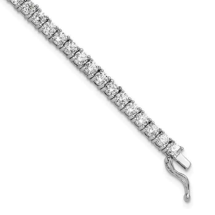 Shop Stylish 7-Inch Rhodium-Plated Sterling Silver Bracelet with 55 CZ Stones-1