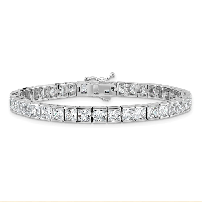 Shop Stylish Rhodium-Plated Sterling Silver Bracelet - 8-Inch, 47 CZ Stones-3
