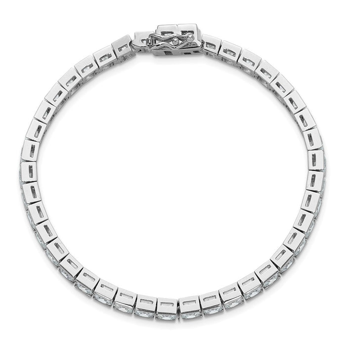 Shop Stylish 7-Inch Sterling Silver Bracelet with 40 CZ Stones - Luxury Look-4