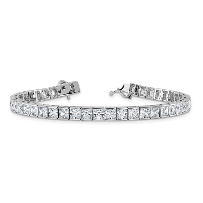 Shop Stylish Rhodium-Plated Sterling Silver Bracelet - 8-Inch, 47 CZ Stones-5