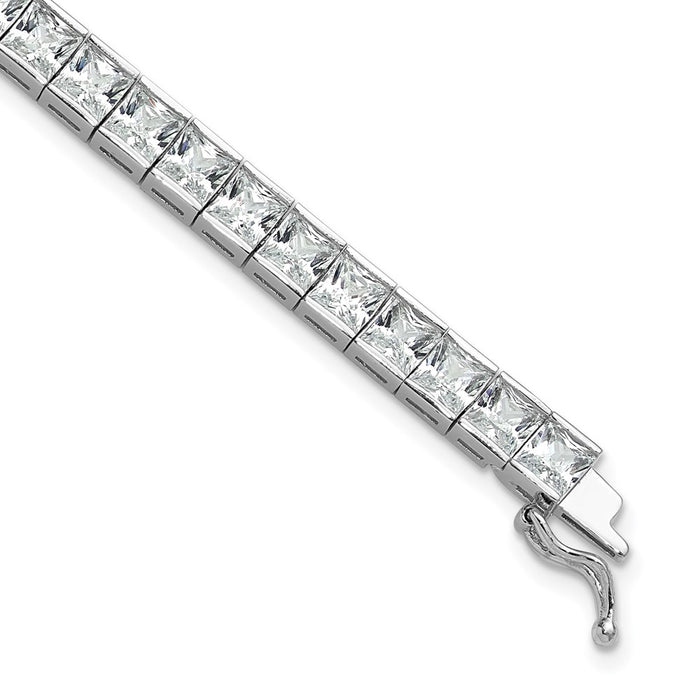 Shop Stylish Rhodium-Plated Sterling Silver Bracelet - 8-Inch, 47 CZ Stones-1
