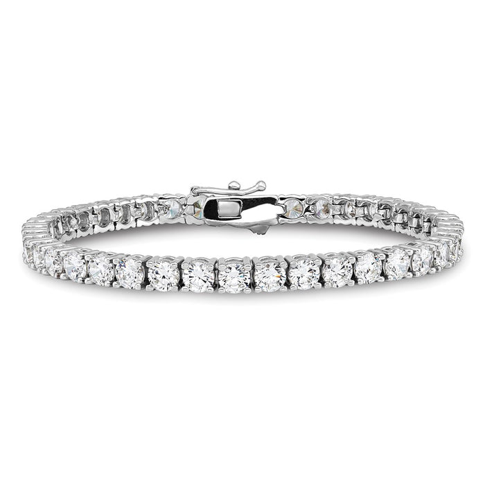 Shop Stylish Rhodium-Plated Silver Bracelet, 8-Inch with 46 Cubic Zirconia-3
