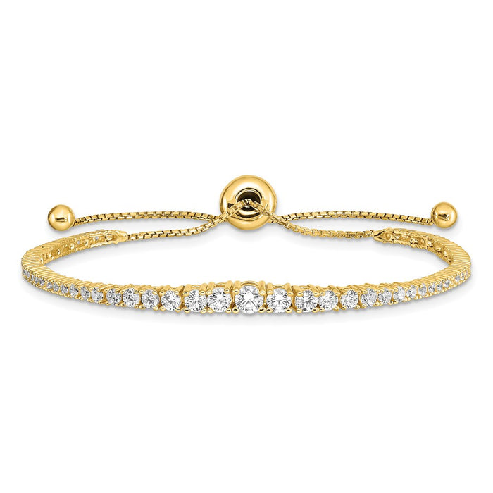 Exclusive Gold-Plated Sterling Shimmer Adjustable Bracelet - 5 to 9 Inches, Stylish CZ Stones-2