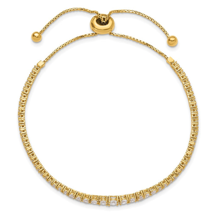 Exclusive Gold-Plated Sterling Shimmer Adjustable Bracelet - 5 to 9 Inches, Stylish CZ Stones-4