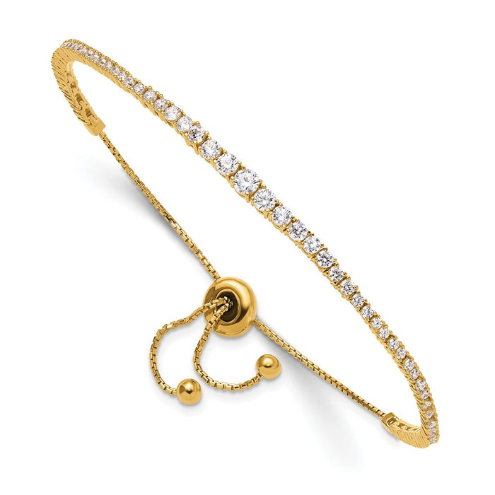 Exclusive Gold-Plated Sterling Shimmer Adjustable Bracelet - 5 to 9 Inches, Stylish CZ Stones-1