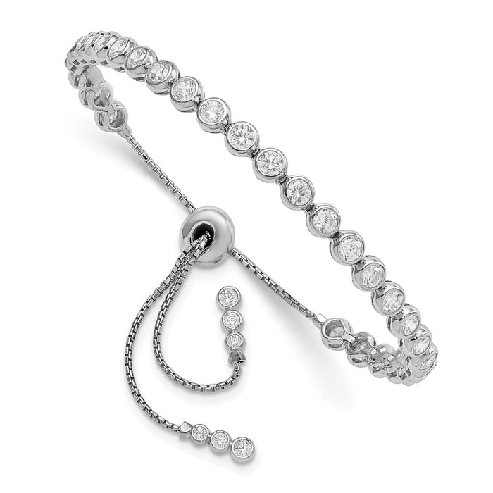 Shop Stylish Sterling Shimmer Adjustable Bracelet - Rhodium-Plated, 34 CZ Stones-1