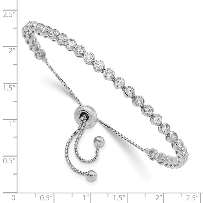 Shop Stylish Sterling Shimmer Adjustable Bracelet, Rhodium-Plated with 33 CZ Stones-2