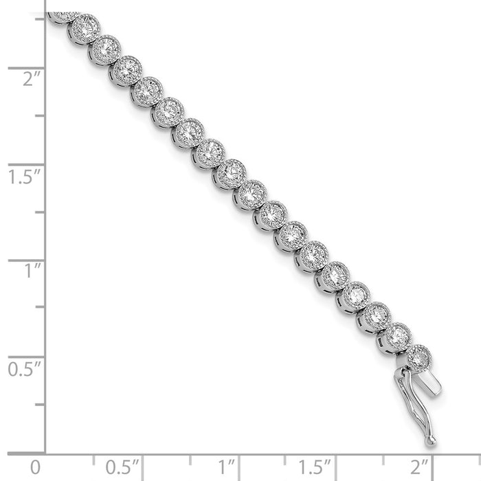 Shop Stylish 7-Inch Rhodium-Plated Sterling Silver Tennis Bracelet - 45 CZ Stones-3