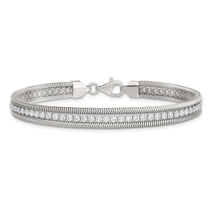 Buy Stylish Polished Sterling Silver Bracelet with Cubic Zirconia Accents-3