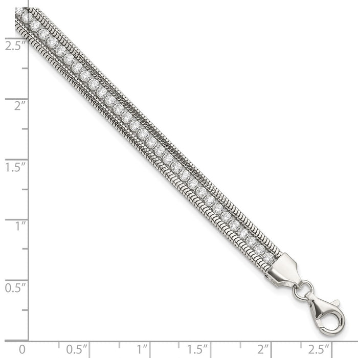 Buy Stylish Polished Sterling Silver Bracelet with Cubic Zirconia Accents-4