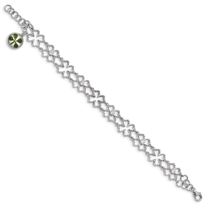 Shop Stylish Sterling Silver-Plated Clover Bracelet - 0.5" Extension, Affordable!-2