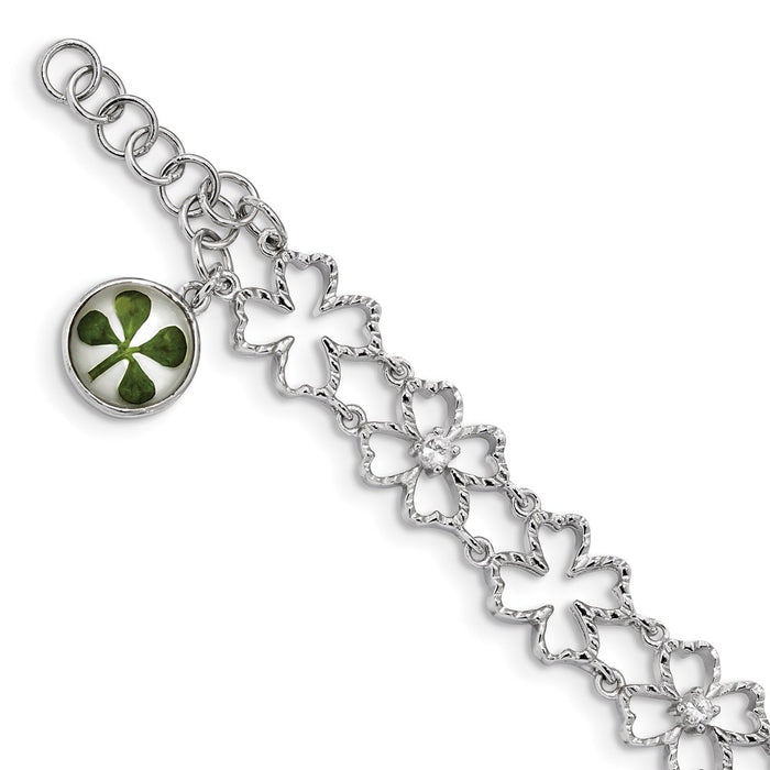Shop Stylish Sterling Silver-Plated Clover Bracelet - 0.5" Extension, Affordable!-1