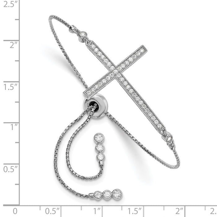 Buy Stylish Rhodium-Plated Sterling Silver Adjustable Cross Bracelet-2