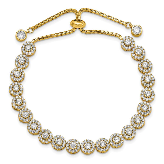 Shop Exclusive Adjustable Sterling Silver Bracelet with Gold-tone CZ Halo-3