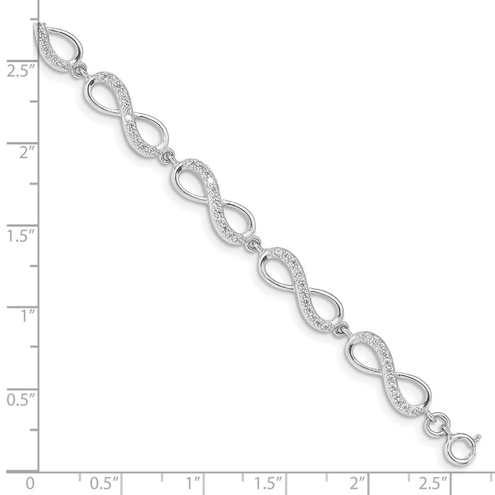 Shop Stylish Rhodium-Plated Sterling Silver CZ Infinity Bracelet - 7.5" Length-3