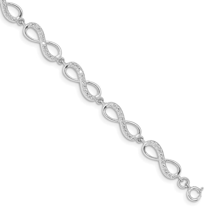 Shop Stylish Rhodium-Plated Sterling Silver CZ Infinity Bracelet - 7.5" Length-1