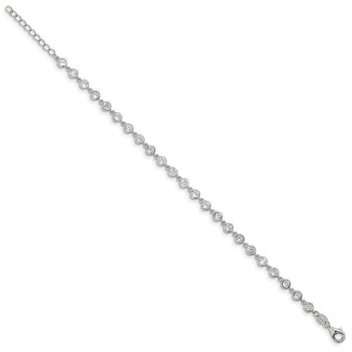 Shop Exclusive Rhodium-Plated Sterling Silver Bracelet, 1-Inch Extension & CZ Accents-2
