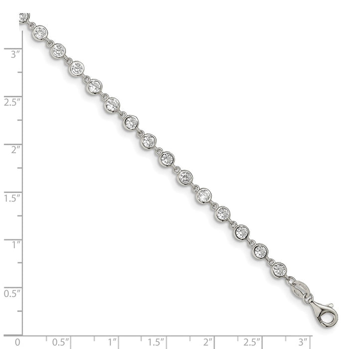 Shop Exclusive Rhodium-Plated Sterling Silver Bracelet, 1-Inch Extension & CZ Accents-3