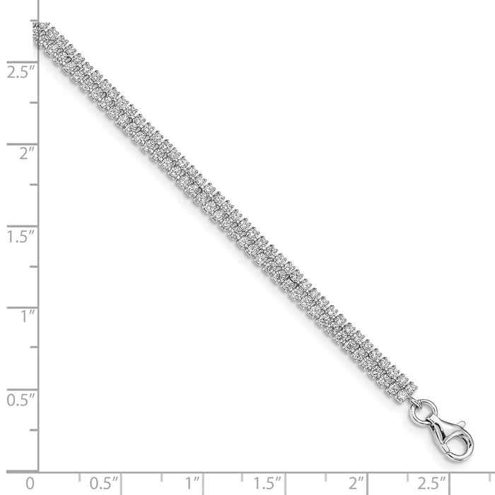 Buy Exclusive Sterling Silver Rhodium-Plated CZ Bracelet, 1-Inch Extension-3