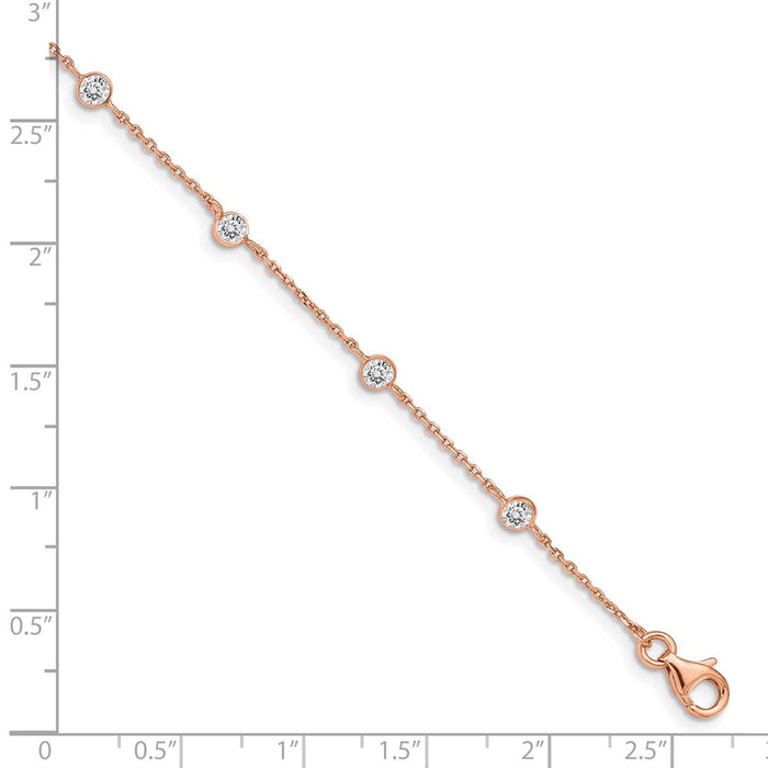 Shop Designer Sterling Silver Rose Gold-Plated CZ Heart Bracelet, 0.75" Extender-3