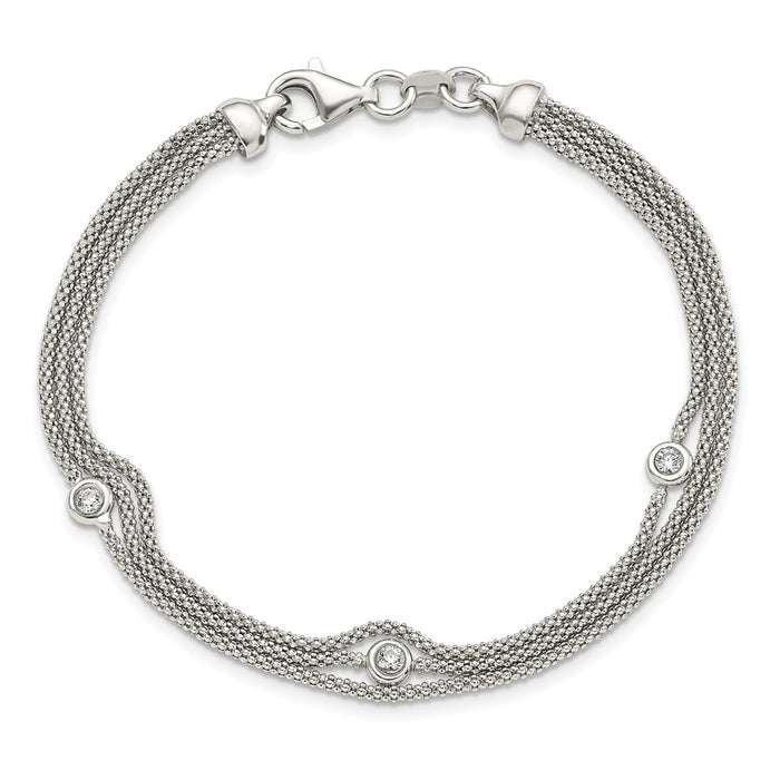 Exclusive Polished Multi-Strand CZ Bracelet in Sterling Silver - Stylish Value-4