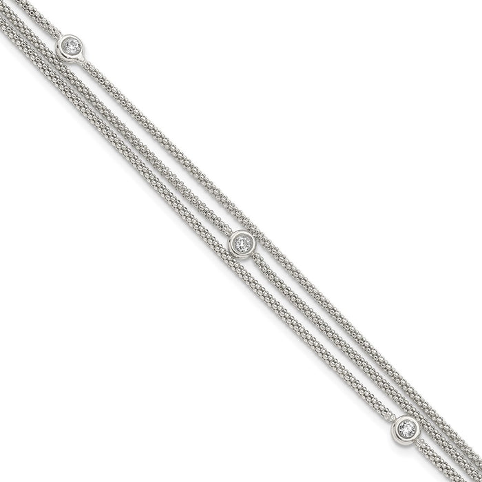 Exclusive Polished Multi-Strand CZ Bracelet in Sterling Silver - Stylish Value-1
