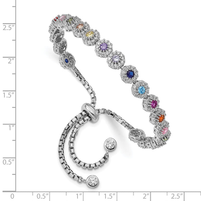 High-Quality Prizma Adjustable Bolo Bracelet | Sterling Silver, Colorful CZ, Affordable-3