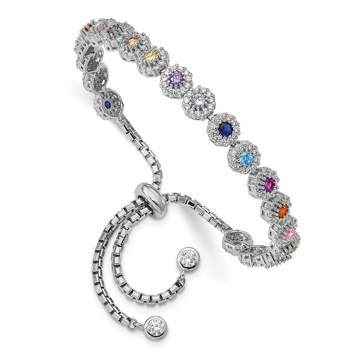 High-Quality Prizma Adjustable Bolo Bracelet | Sterling Silver, Colorful CZ, Affordable-1